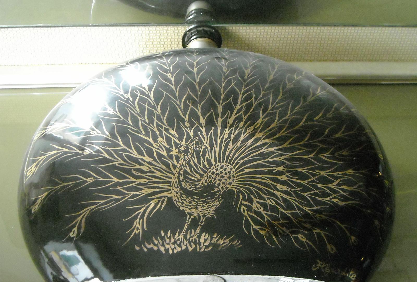 Bella Decorativa Lampada Da Tavolo, Decoro Con Pavone, Ceramica Dipinta, Afrodite immagine 1