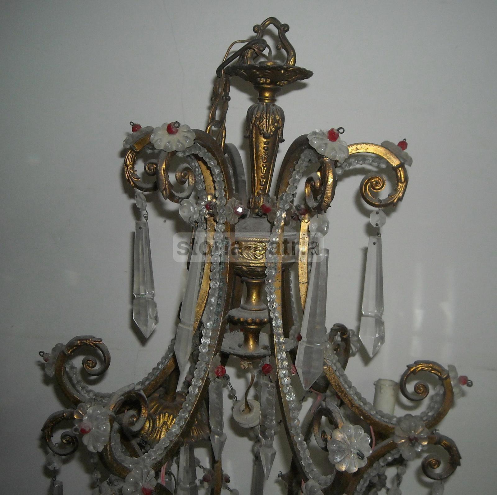 Bellissimo Grande Lampadario, Decorativo Ed Elegante, Antico, Utilissimo, d'Epoca immagine 8