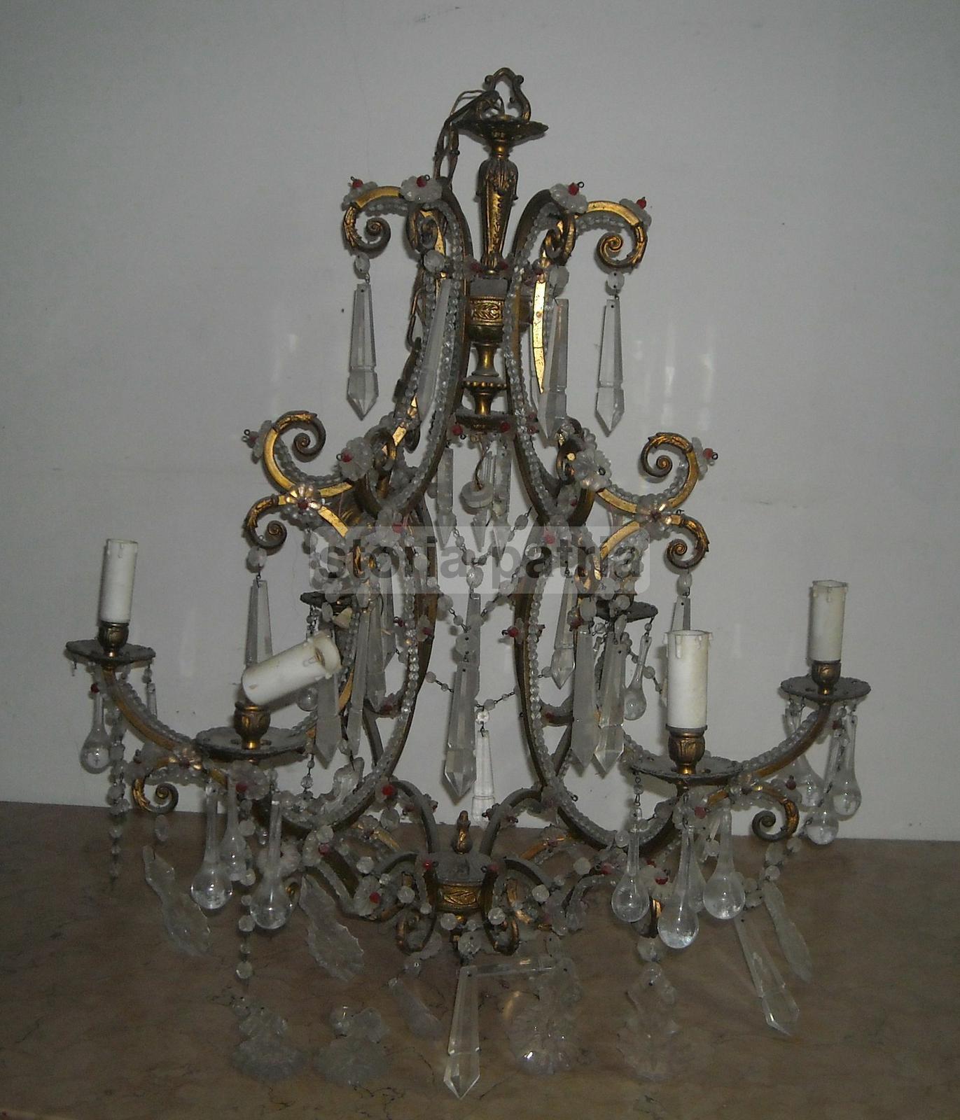 Bellissimo Grande Lampadario, Decorativo Ed Elegante, Antico, Utilissimo, d'Epoca immagine 15