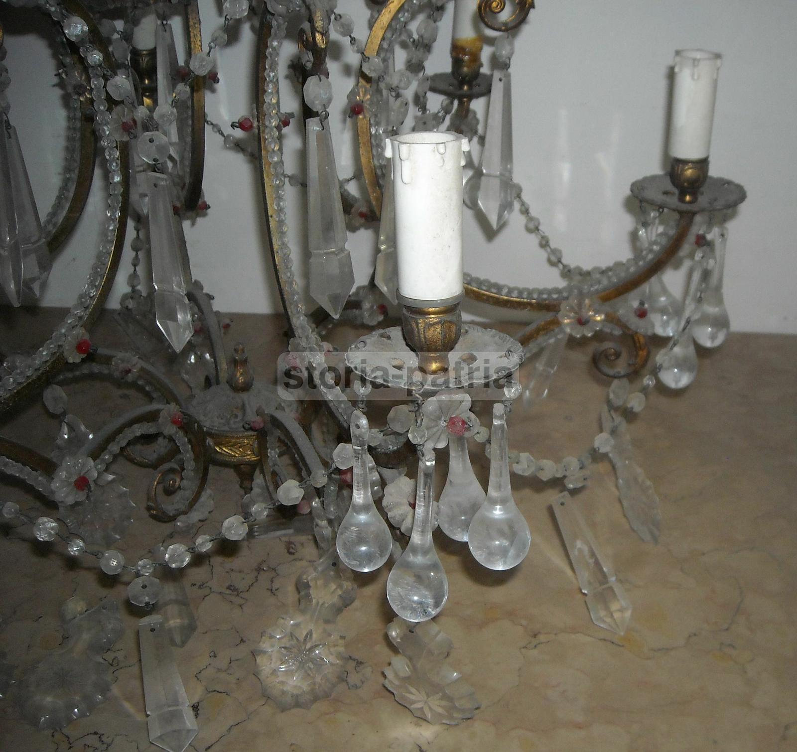 Bellissimo Grande Lampadario, Decorativo Ed Elegante, Antico, Utilissimo, d'Epoca immagine 16