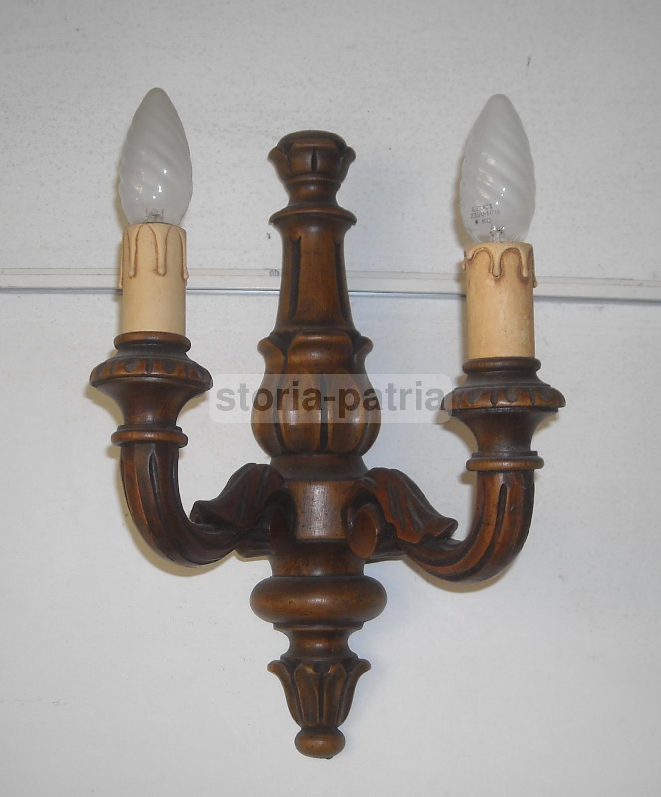 Decorativa Artistica Lampada Applique, Utile Complemento Darredo, Legno, Due Luci immagine 1