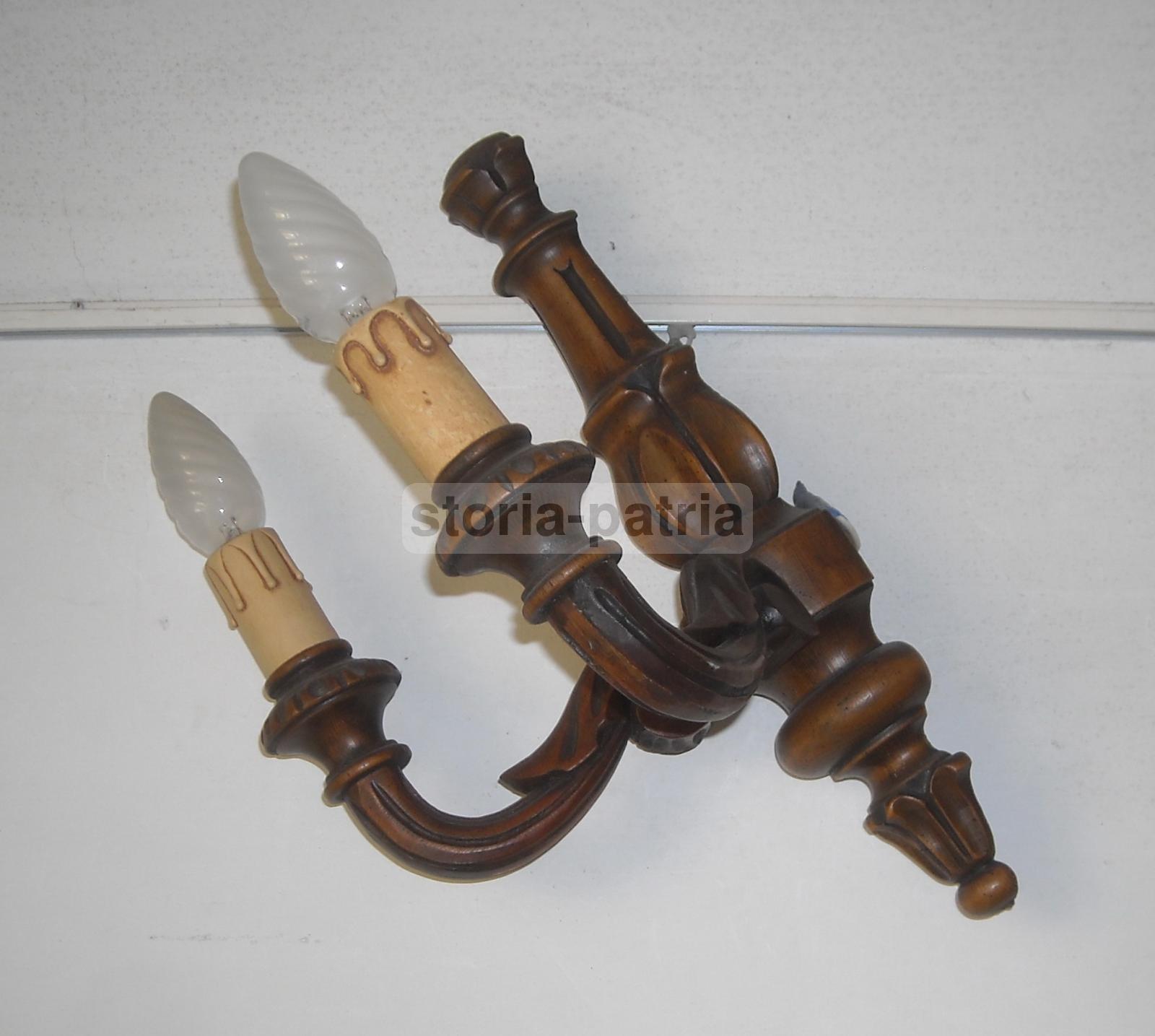 Decorativa Artistica Lampada Applique, Utile Complemento Darredo, Legno, Due Luci immagine 3
