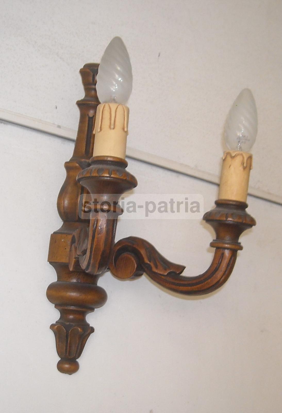 Decorativa Artistica Lampada Applique, Utile Complemento Darredo, Legno, Due Luci immagine 4