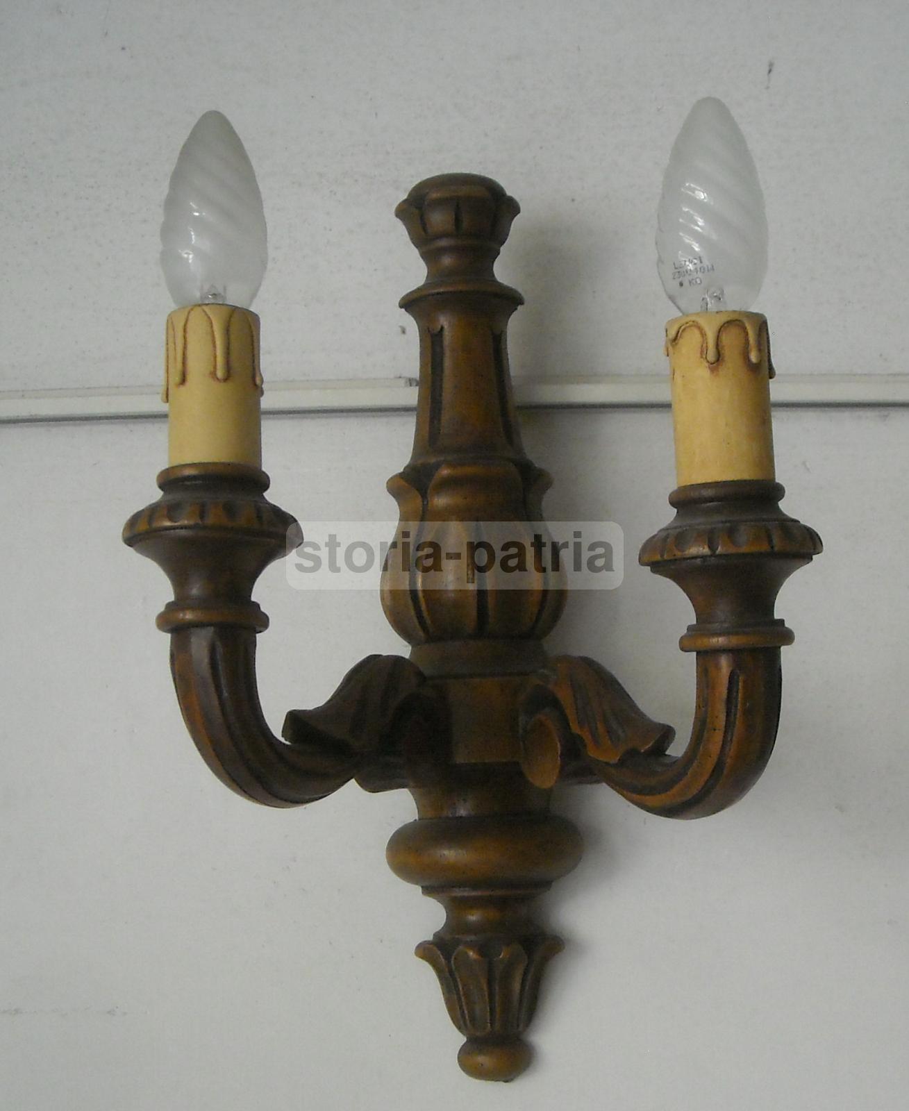 Decorativa Artistica Lampada Applique, Utile Complemento Darredo, Legno, Due Luci immagine 5