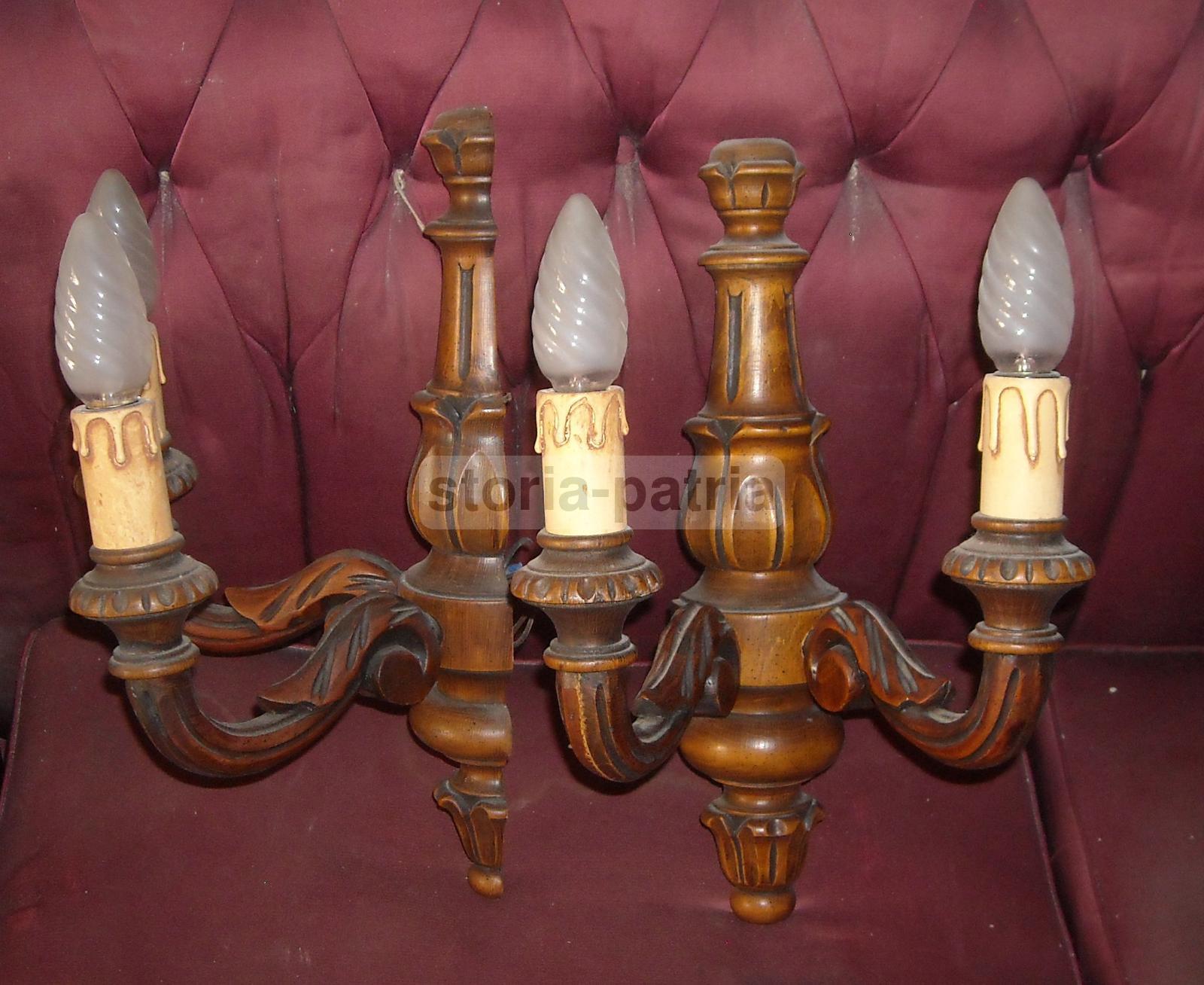 Decorativa Artistica Lampada Applique, Utile Complemento Darredo, Legno, Due Luci immagine 7