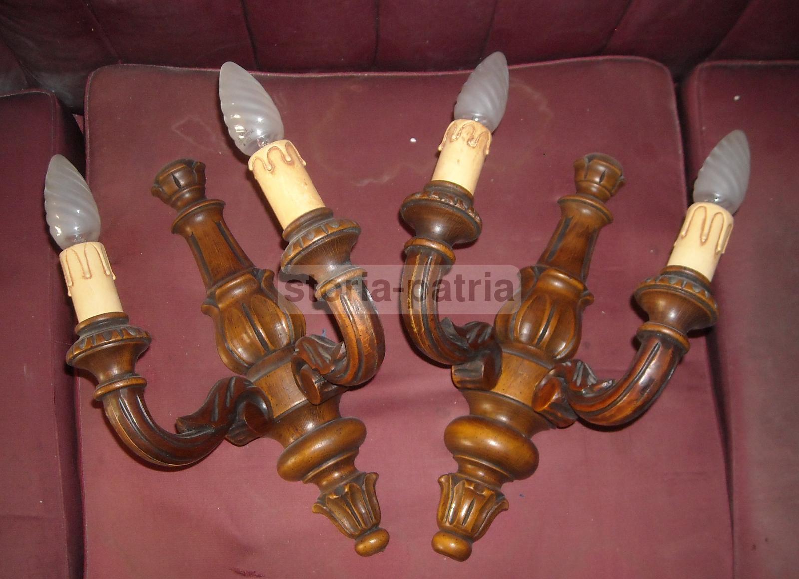 Decorativa Artistica Lampada Applique, Utile Complemento Darredo, Legno, Due Luci immagine 8