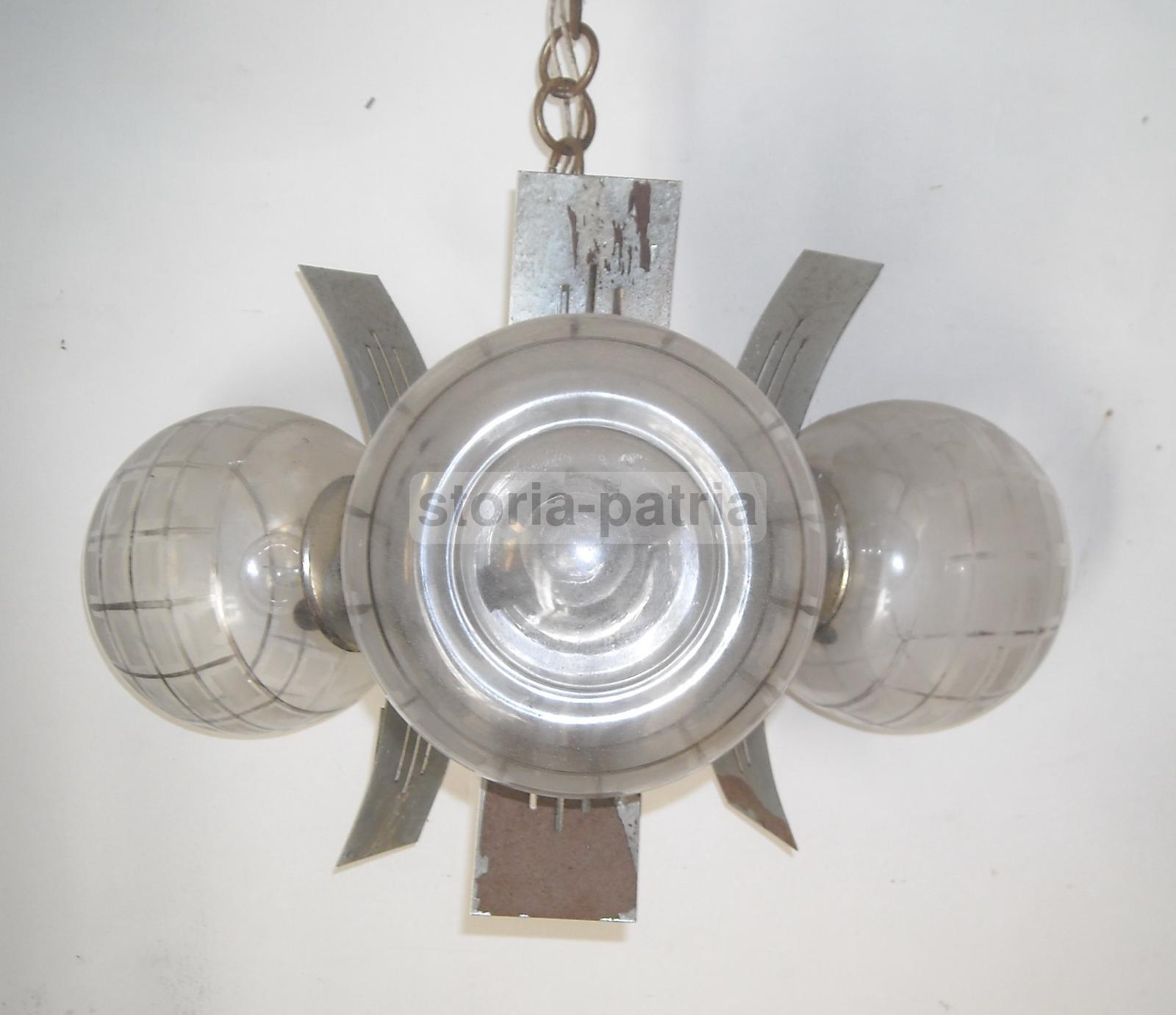 Design, Modernariato, Inusuale Lampadario d'Epoca, Decorativo, Metallo Cromato, Vetri immagine 4