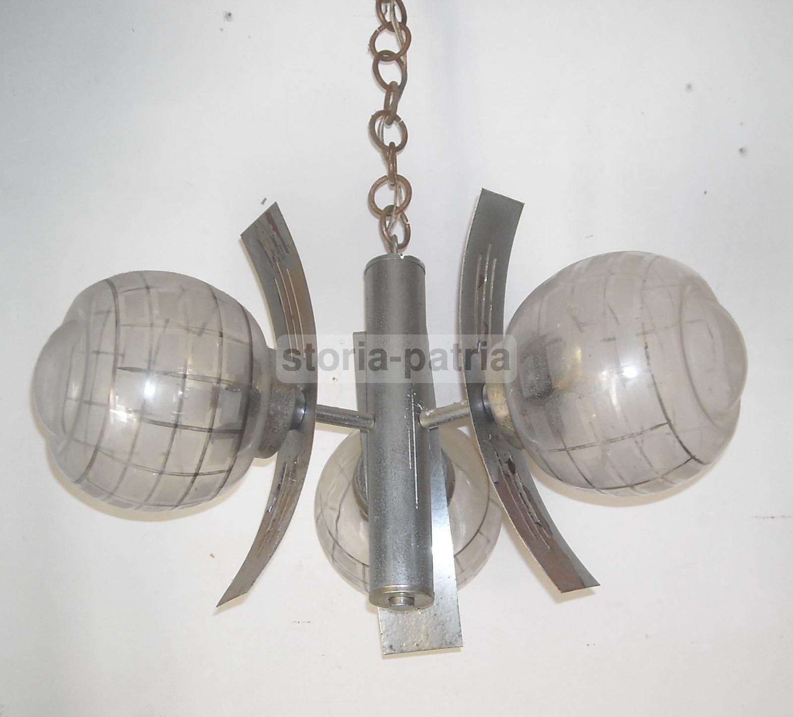 Design, Modernariato, Inusuale Lampadario d'Epoca, Decorativo, Metallo Cromato, Vetri immagine 7