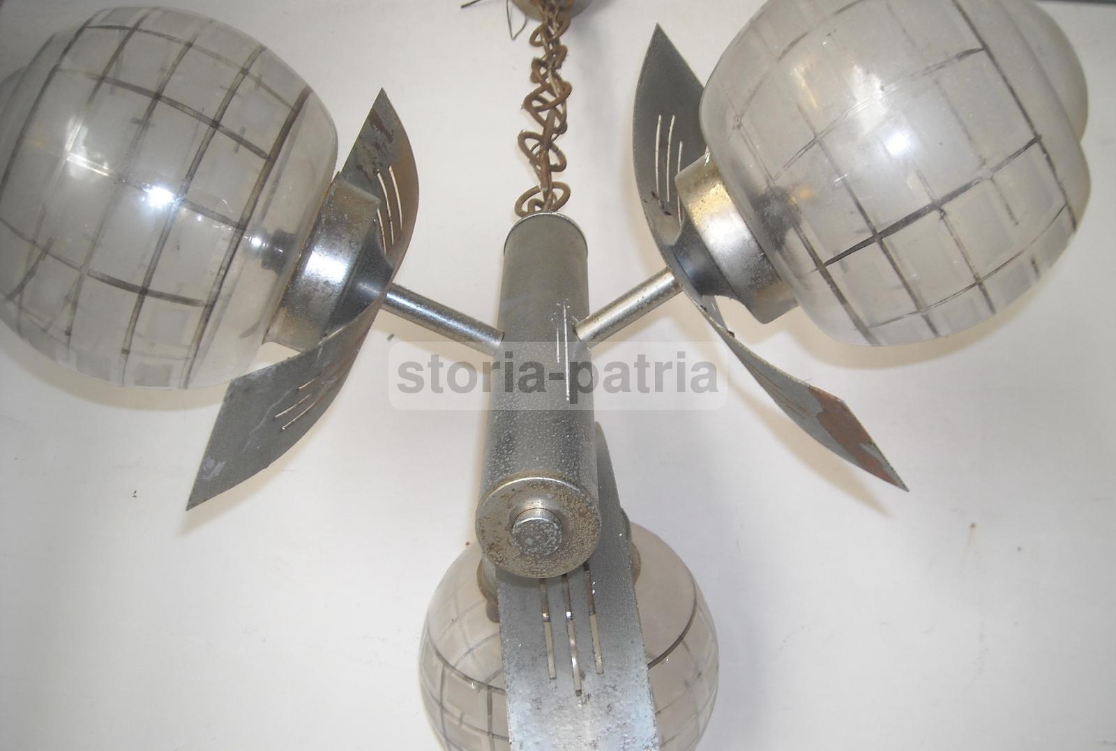 Design, Modernariato, Inusuale Lampadario d'Epoca, Decorativo, Metallo Cromato, Vetri immagine 9