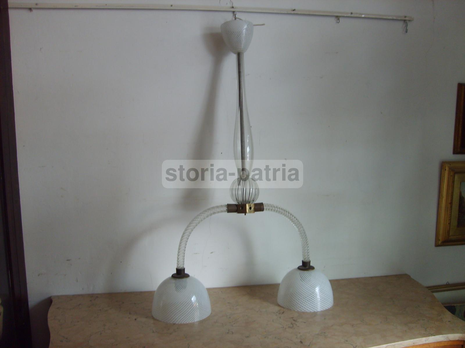Design, Modernariato, Lampadario Sospensione, Decorativo Complemento Darredo, Vetro immagine 1