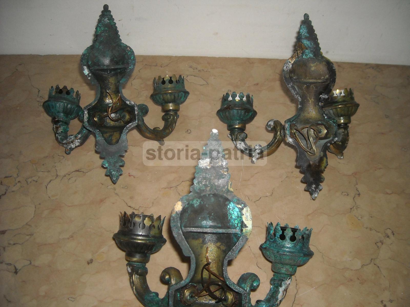 Modernariato, Decorativa Lampada Da Parete, Metallo Bronzato, Utilissima Applique immagine 6