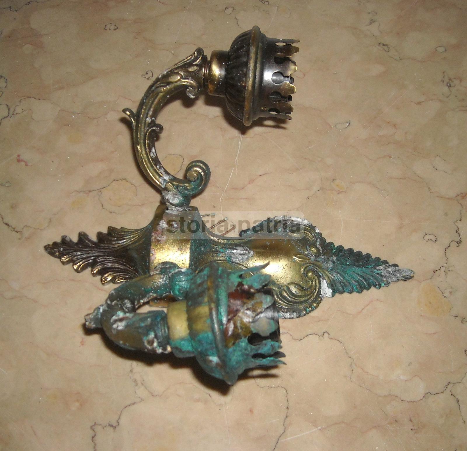 Modernariato, Decorativa Lampada Da Parete, Metallo Bronzato, Utilissima Applique immagine 7