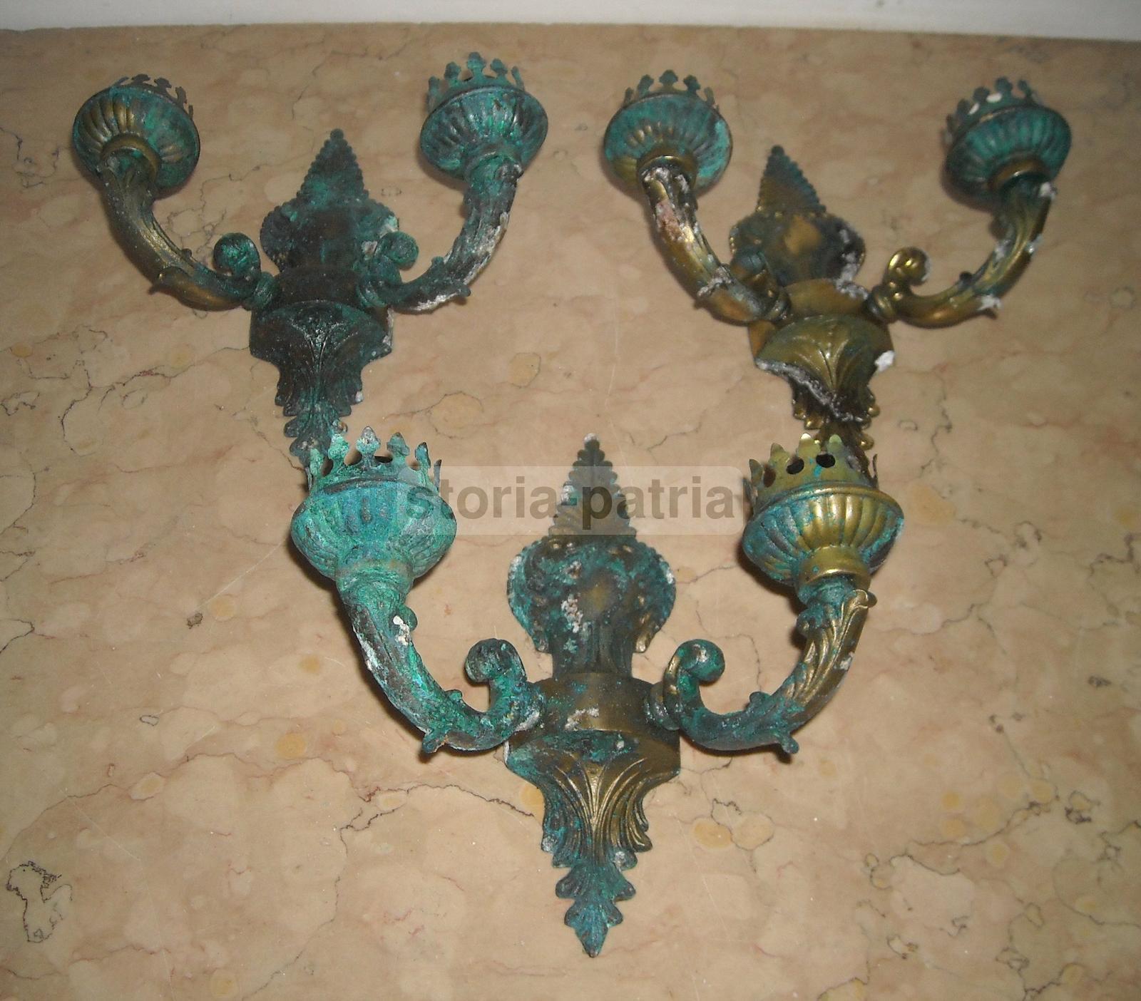 Modernariato, Decorativa Lampada Da Parete, Metallo Bronzato, Utilissima Applique immagine 12
