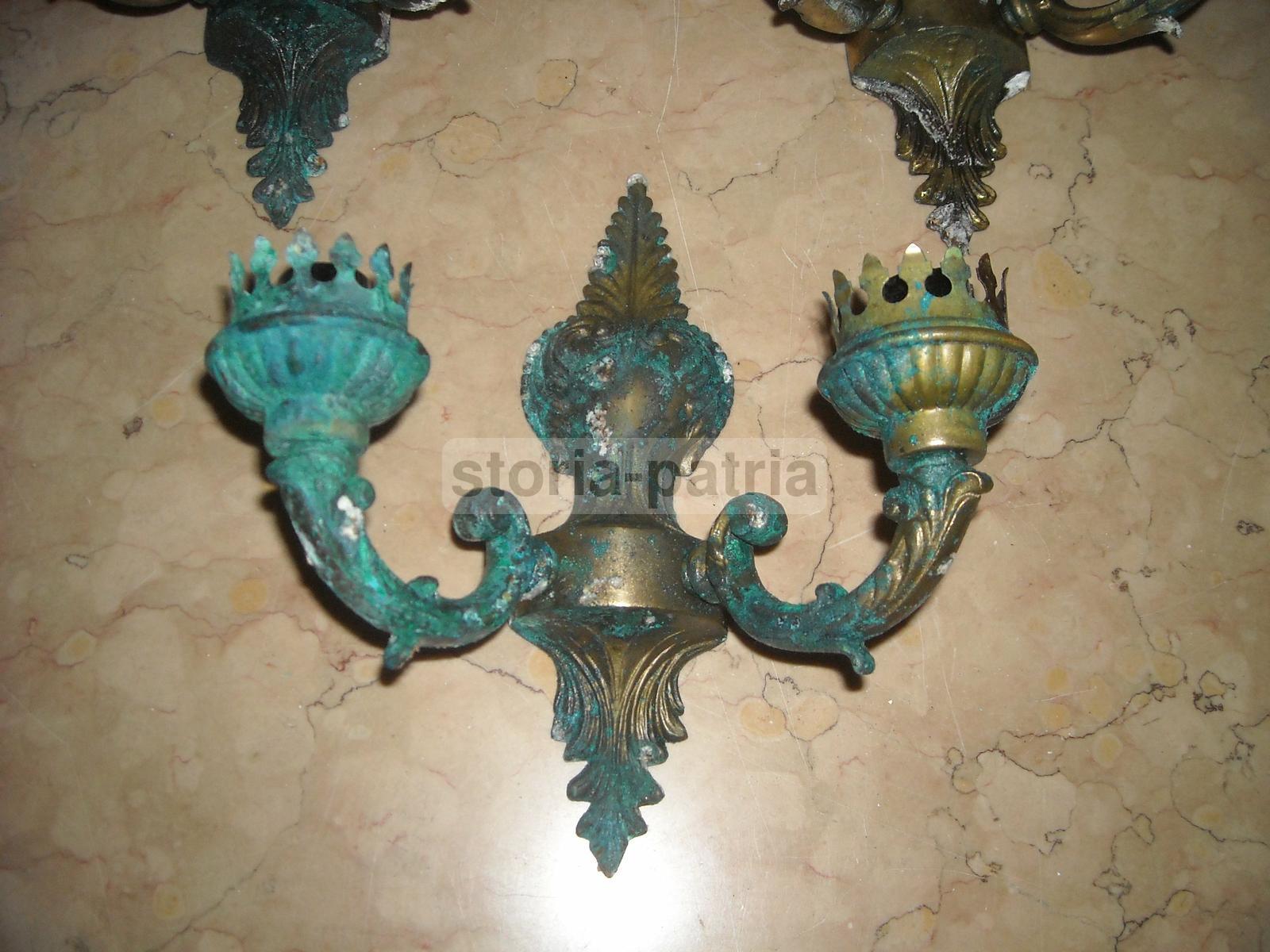 Modernariato, Decorativa Lampada Da Parete, Metallo Bronzato, Utilissima Applique immagine 13