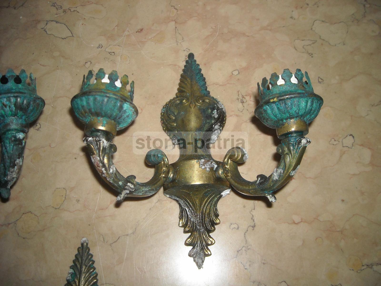 Modernariato, Decorativa Lampada Da Parete, Metallo Bronzato, Utilissima Applique immagine 14