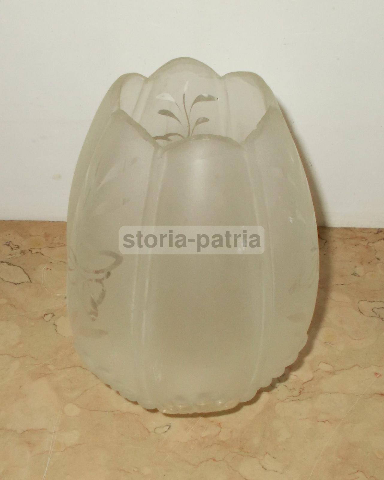 Modernariato, Design, Coppa Per Lampada, Decoro Floreale, Utilissima, Vetro d'Epoca immagine 2