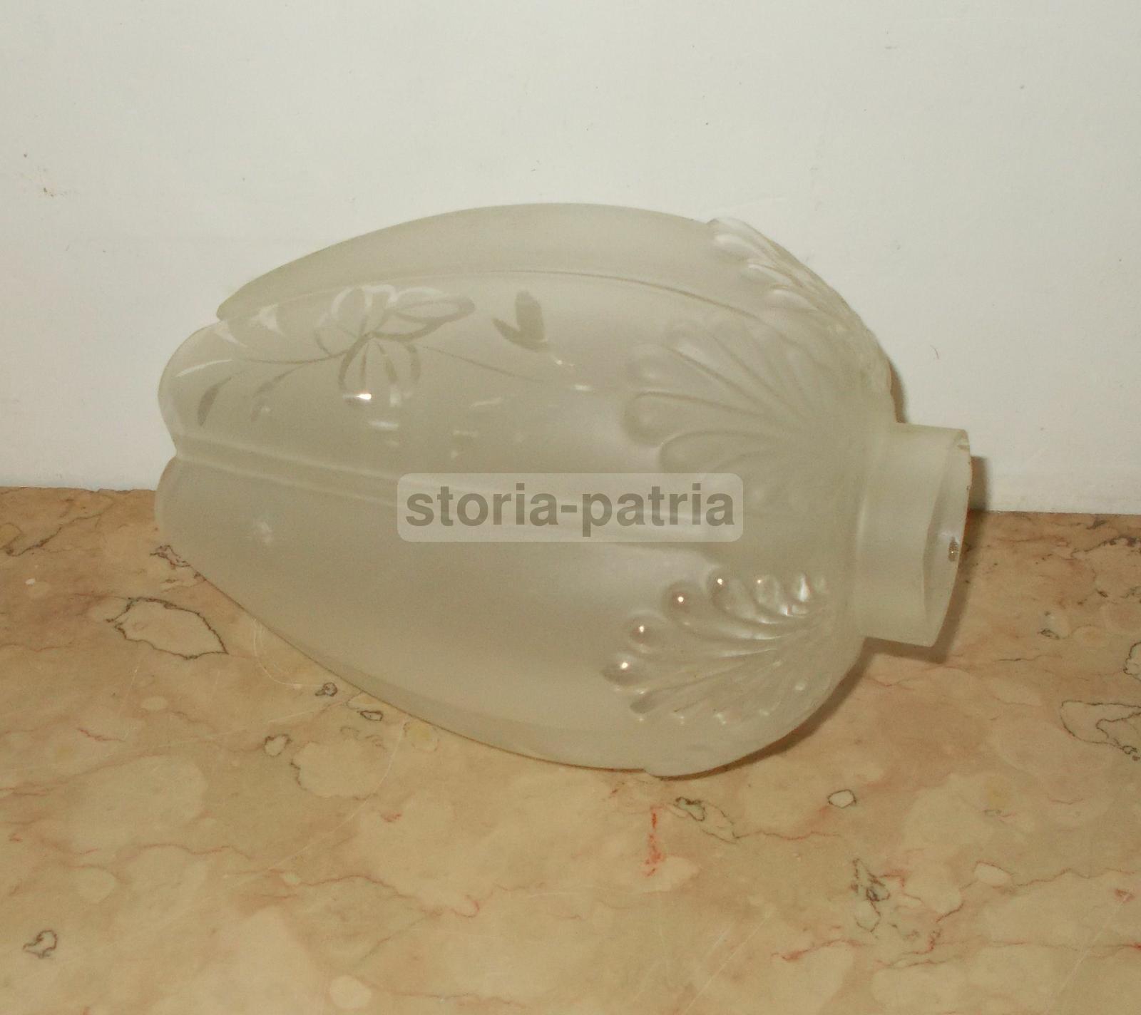 Modernariato, Design, Coppa Per Lampada, Decoro Floreale, Utilissima, Vetro d'Epoca immagine 3