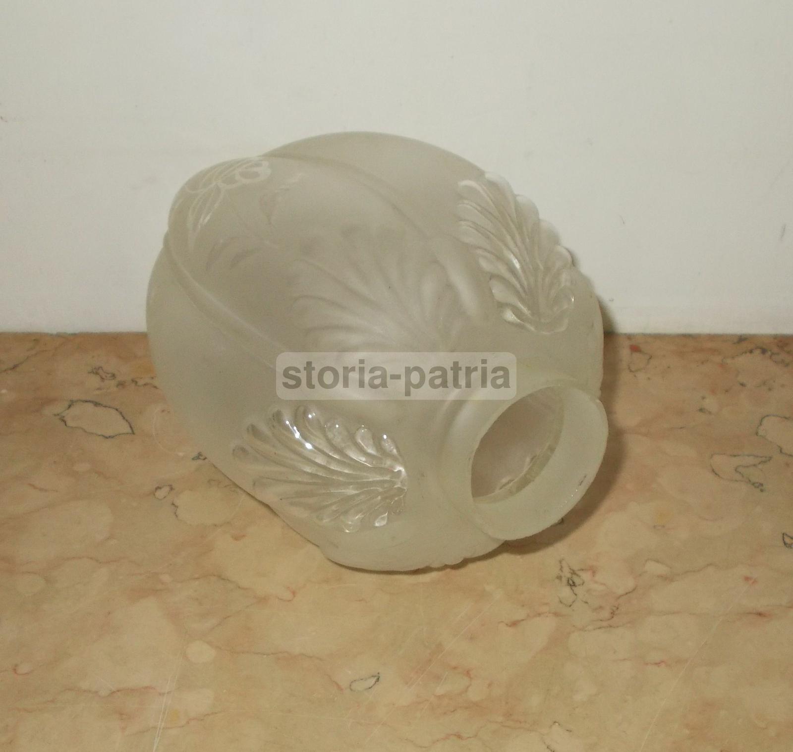 Modernariato, Design, Coppa Per Lampada, Decoro Floreale, Utilissima, Vetro d'Epoca immagine 4