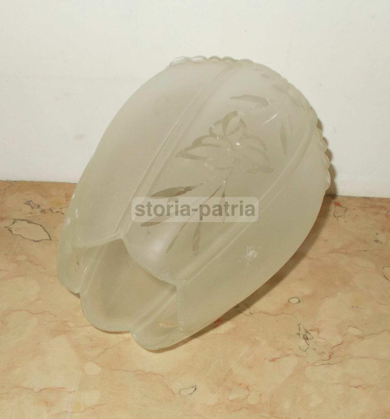 Modernariato, Design, Coppa Per Lampada, Decoro Floreale, Utilissima, Vetro d'Epoca immagine 5