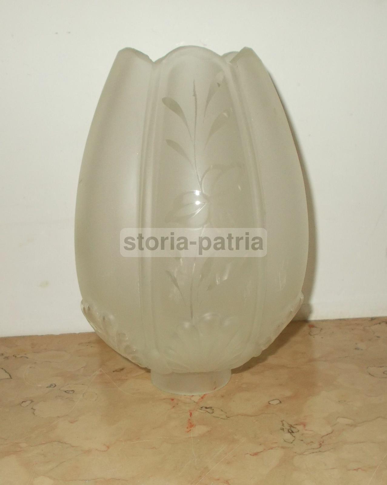 Modernariato, Design, Coppa Per Lampada, Decoro Floreale, Utilissima, Vetro d'Epoca immagine 6