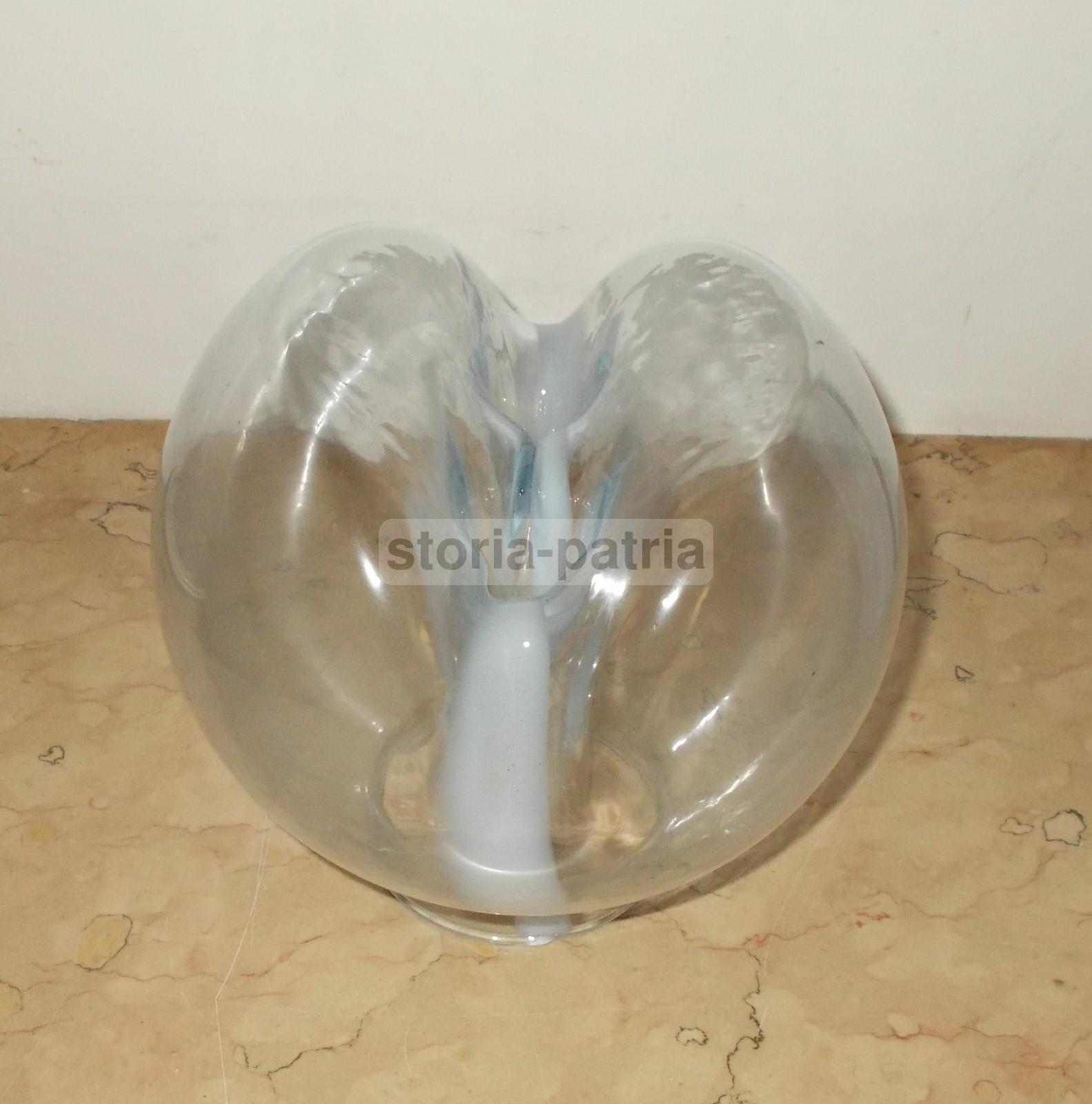 Modernariato, Design, Coppa Per Lampada, Modellata Con Introflessioni, Vetro d'Epoca immagine 7