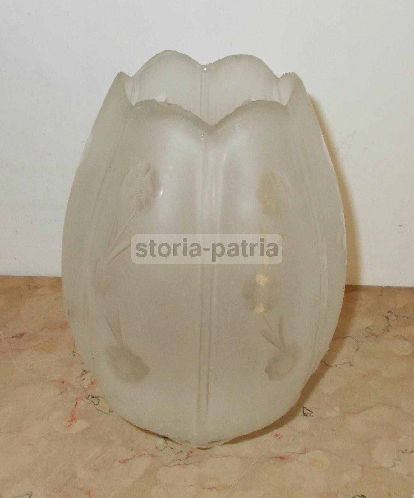 Modernariato, Design, Coppa Per Lampada, Vetro d'Epoca, Decoro Floreale, Utilissima immagine 2