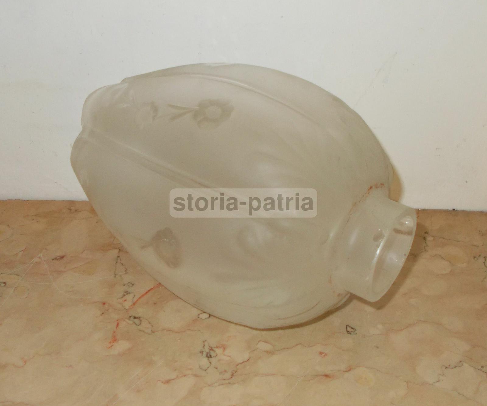 Modernariato, Design, Coppa Per Lampada, Vetro d'Epoca, Decoro Floreale, Utilissima immagine 3