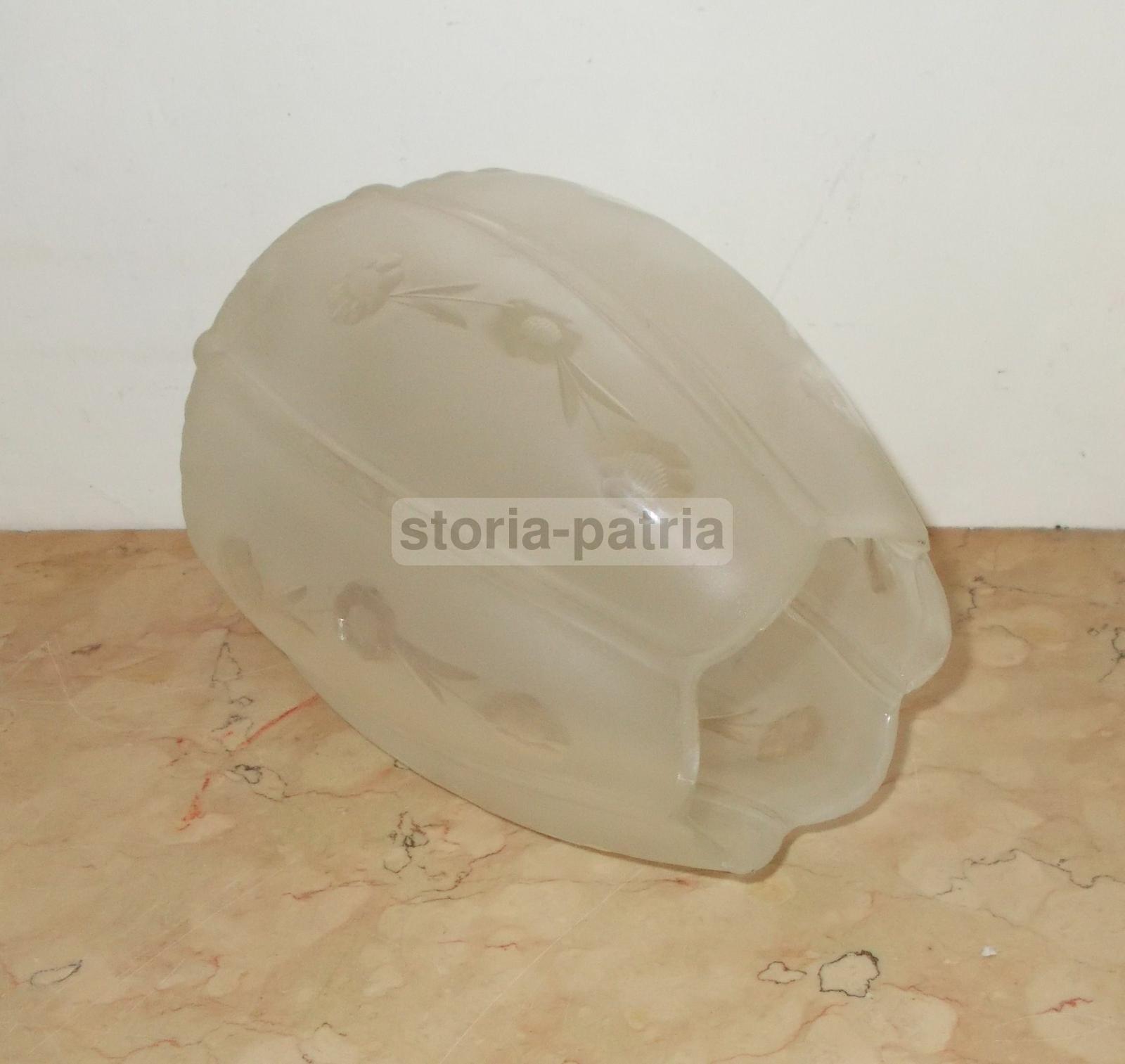 Modernariato, Design, Coppa Per Lampada, Vetro d'Epoca, Decoro Floreale, Utilissima immagine 4
