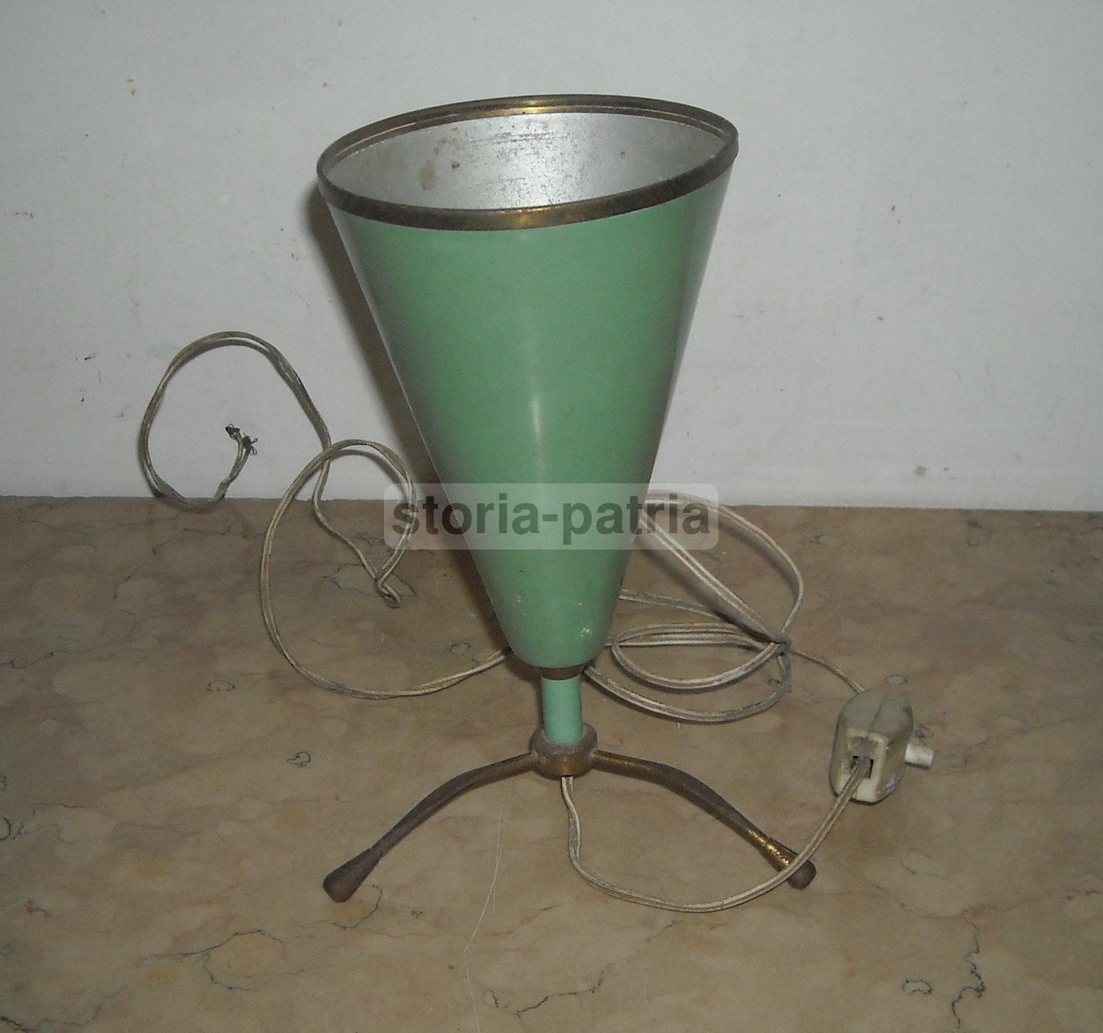 Modernariato, Design, Decorativa Lampada d'Epoca, Metallo Laccato, Inusuale Lumetto immagine 5