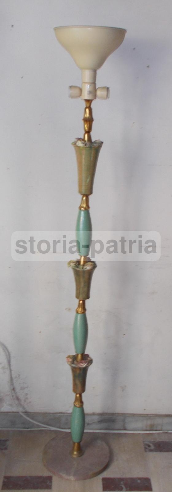 Modernariato, Design, Decorativa Lampada d'Epoca, Piantana Anni 50, Decori Floreali immagine 1