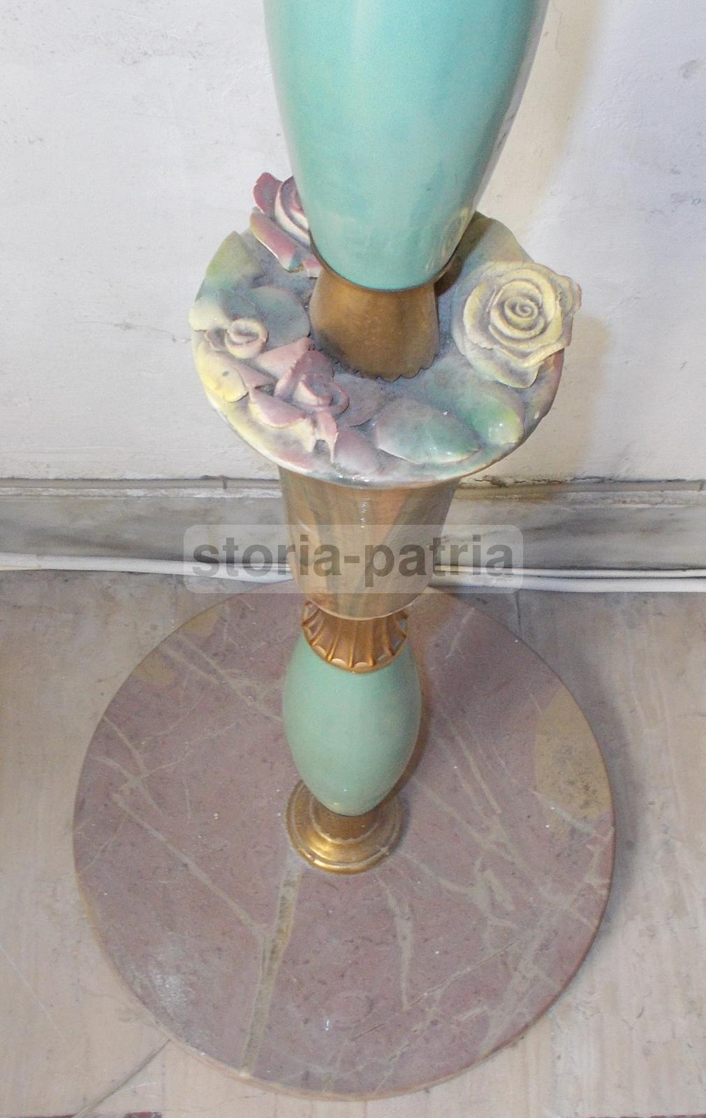 Modernariato, Design, Decorativa Lampada d'Epoca, Piantana Anni 50, Decori Floreali immagine 2