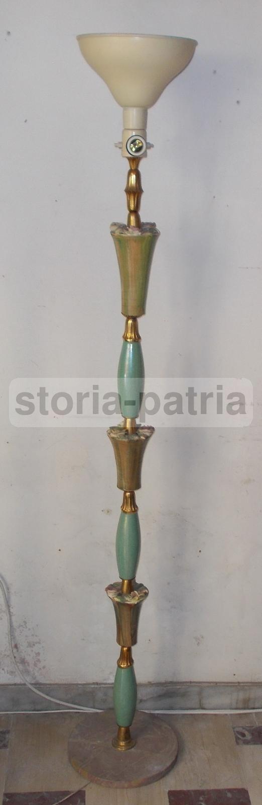 Modernariato, Design, Decorativa Lampada d'Epoca, Piantana Anni 50, Decori Floreali immagine 3