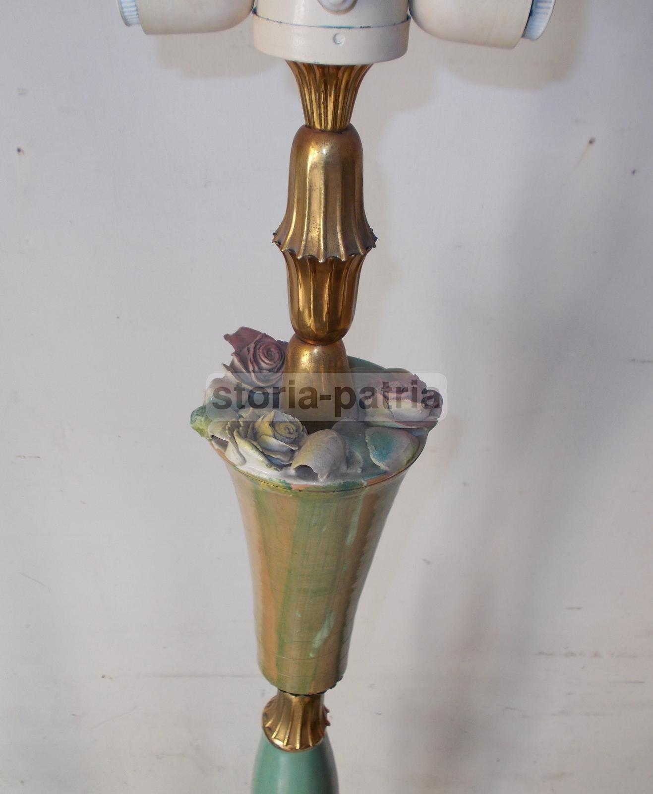 Modernariato, Design, Decorativa Lampada d'Epoca, Piantana Anni 50, Decori Floreali immagine 9