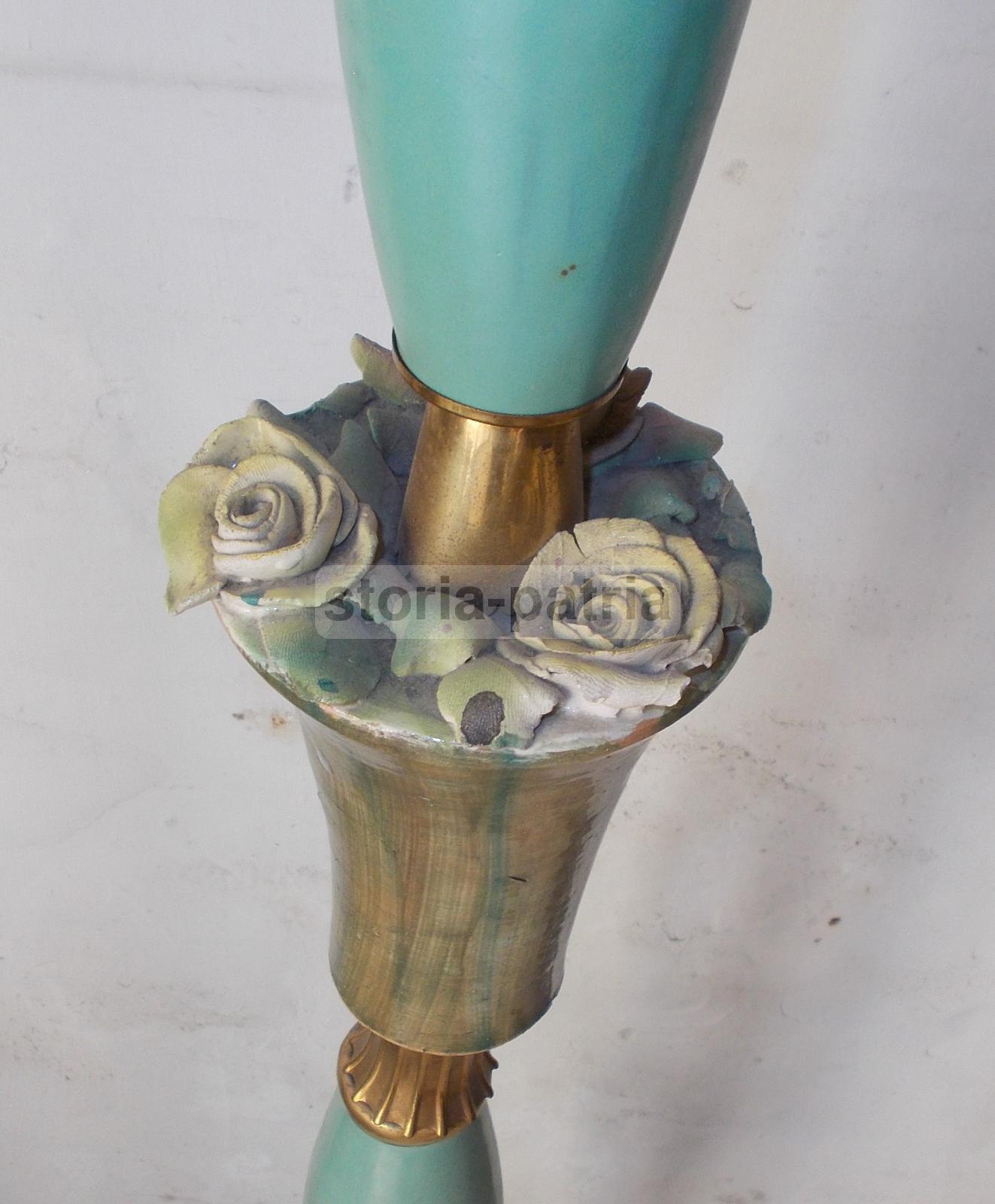 Modernariato, Design, Decorativa Lampada d'Epoca, Piantana Anni 50, Decori Floreali immagine 10