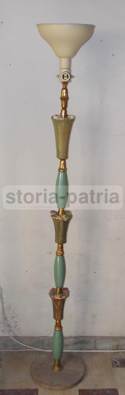 Modernariato, Design, Decorativa Lampada d'Epoca, Piantana Anni 50, Decori Floreali immagine 12