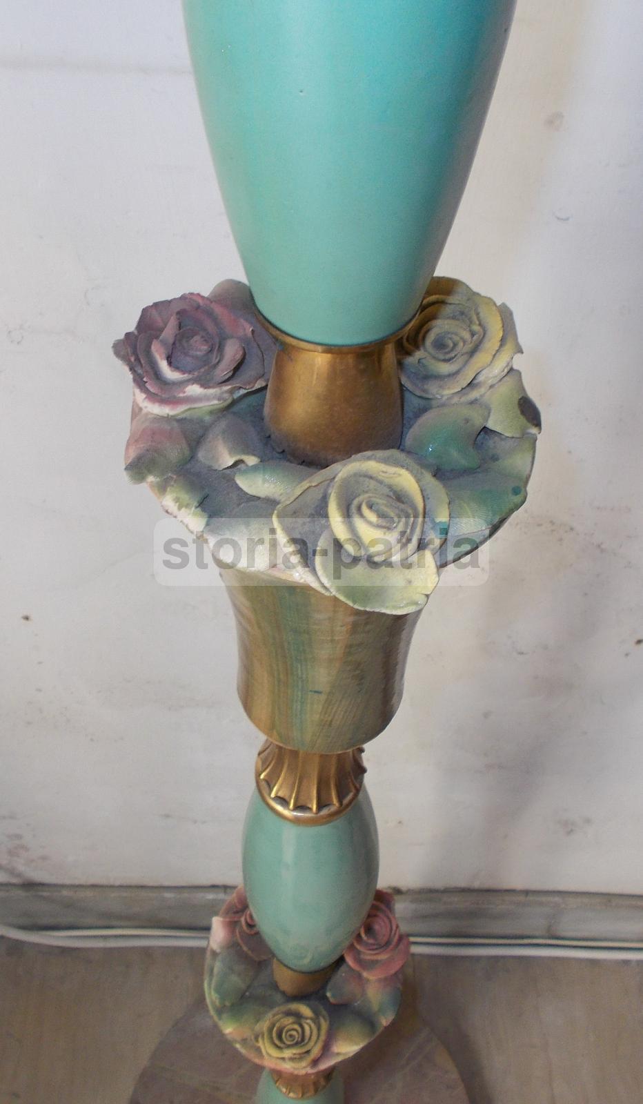 Modernariato, Design, Decorativa Lampada d'Epoca, Piantana Anni 50, Decori Floreali immagine 16