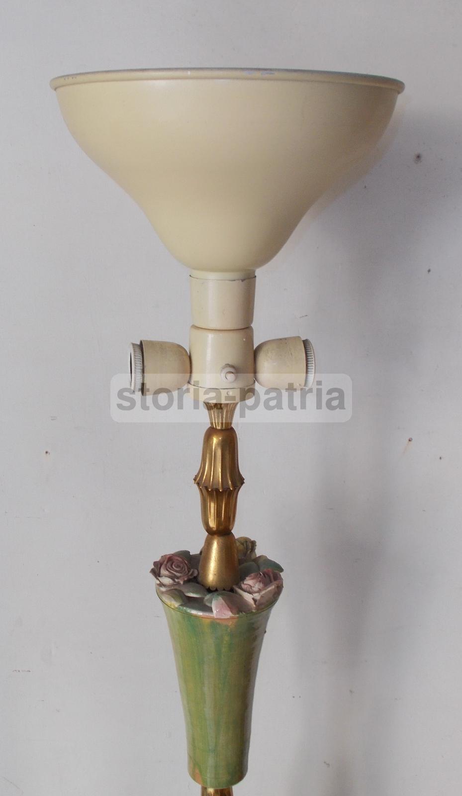 Modernariato, Design, Decorativa Lampada d'Epoca, Piantana Anni 50, Decori Floreali immagine 18