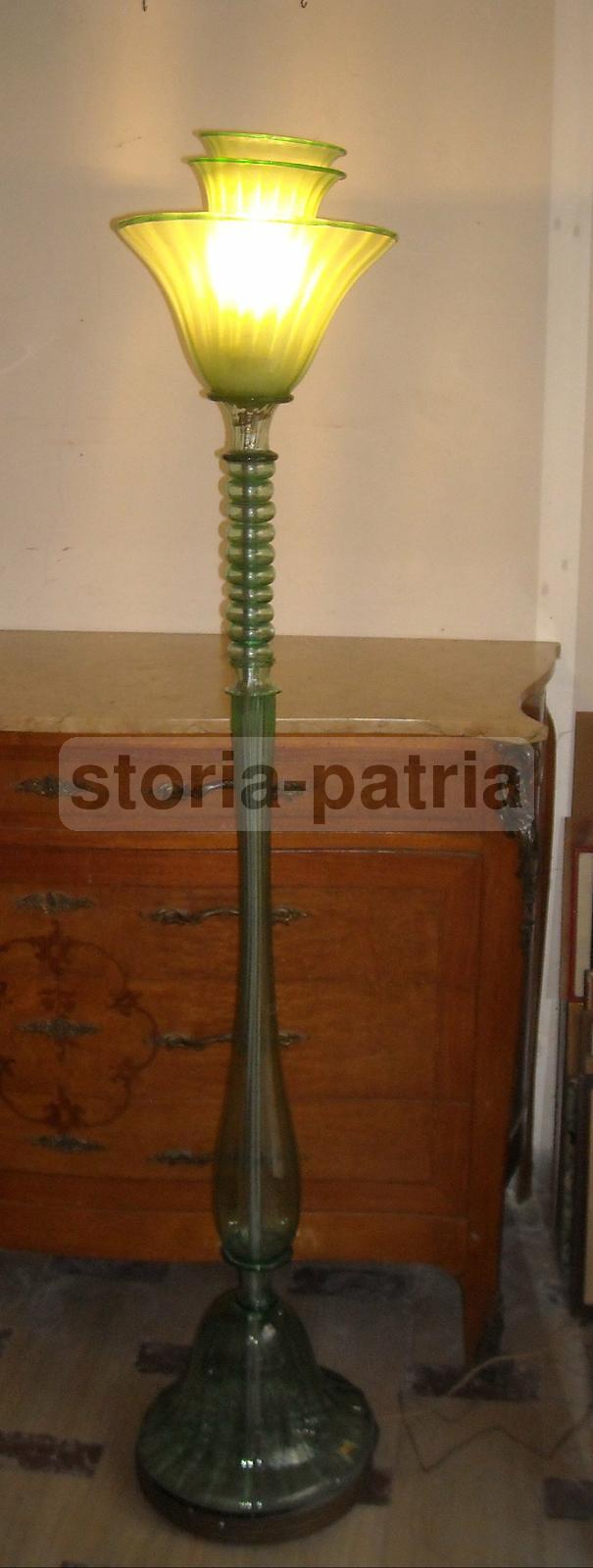 Modernariato, Design, Decorativa Lampada d'Epoca, Piantana In Vetro, Murano, Art Deco immagine 14