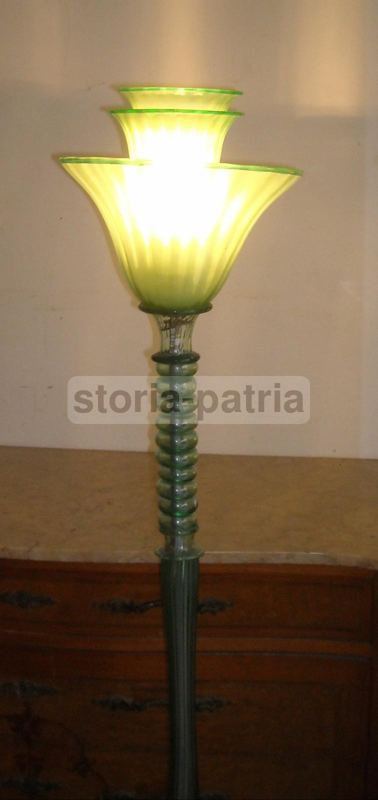 Modernariato, Design, Decorativa Lampada d'Epoca, Piantana In Vetro, Murano, Art Deco immagine 15