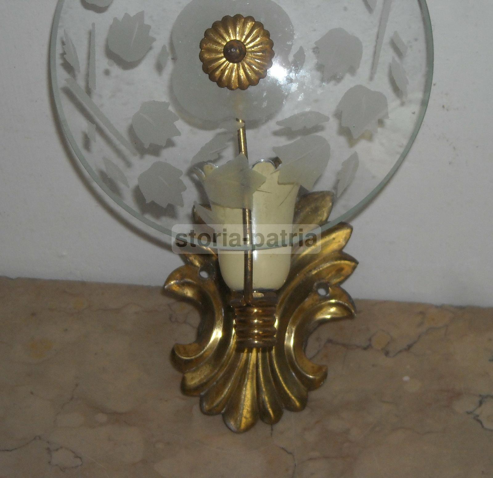 Modernariato, Design, Graziosa E Decorativa Applique, Con Vetro Inciso, d'Epoca immagine 1