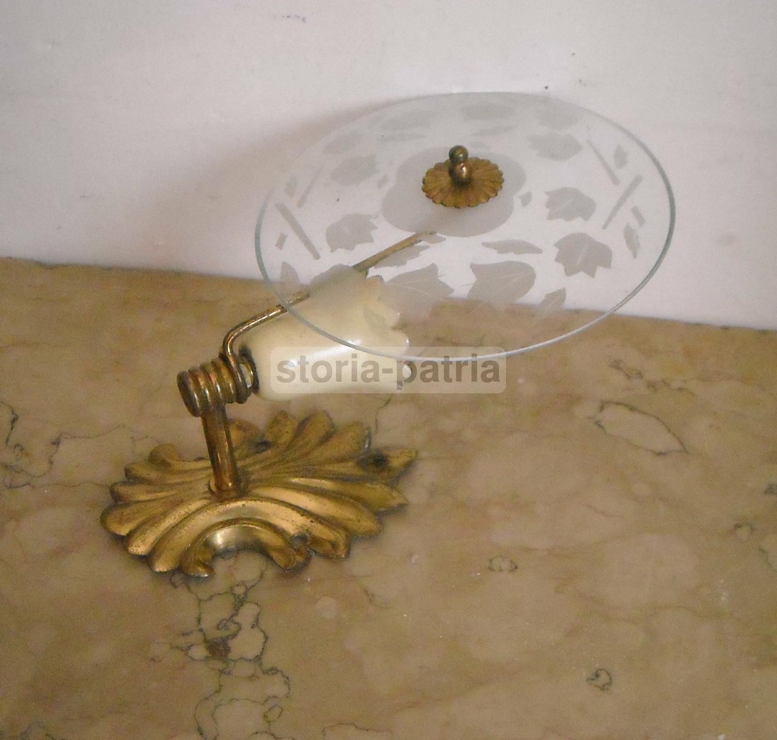 Modernariato, Design, Graziosa E Decorativa Applique, Con Vetro Inciso, d'Epoca immagine 4