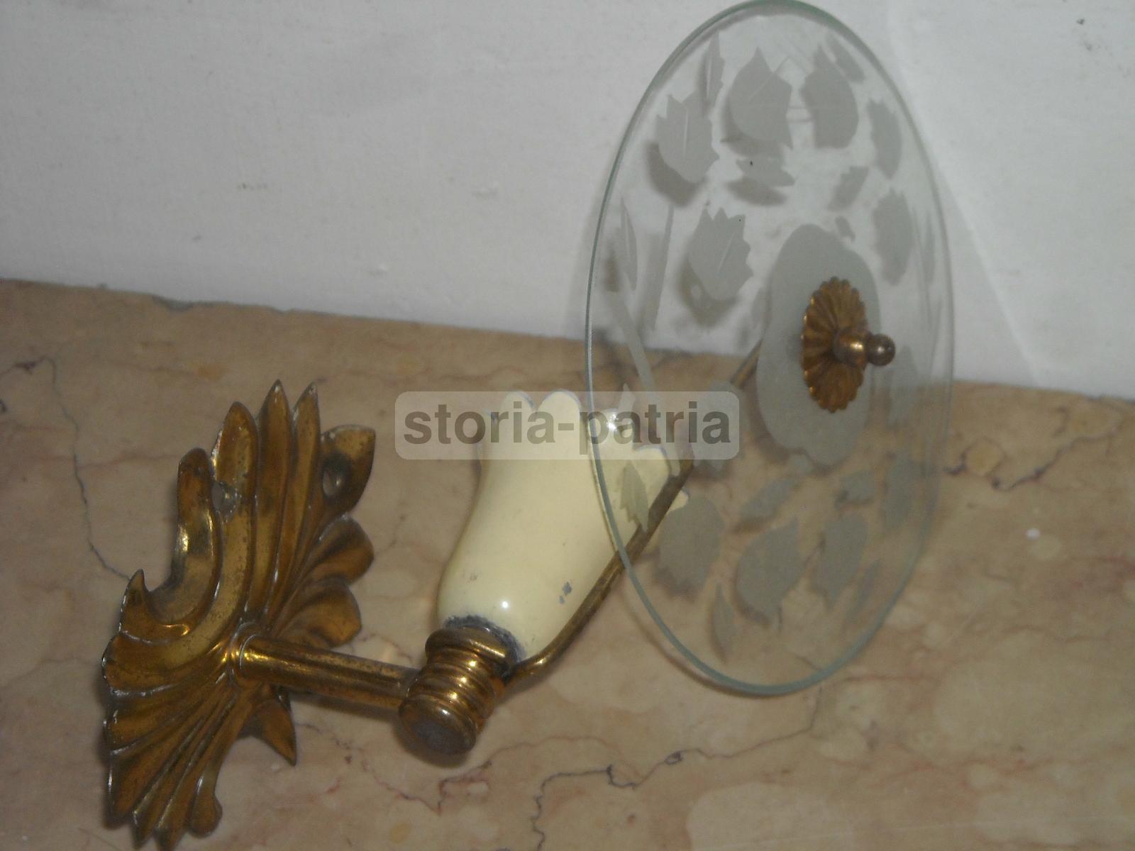 Modernariato, Design, Graziosa E Decorativa Applique, Con Vetro Inciso, d'Epoca immagine 5