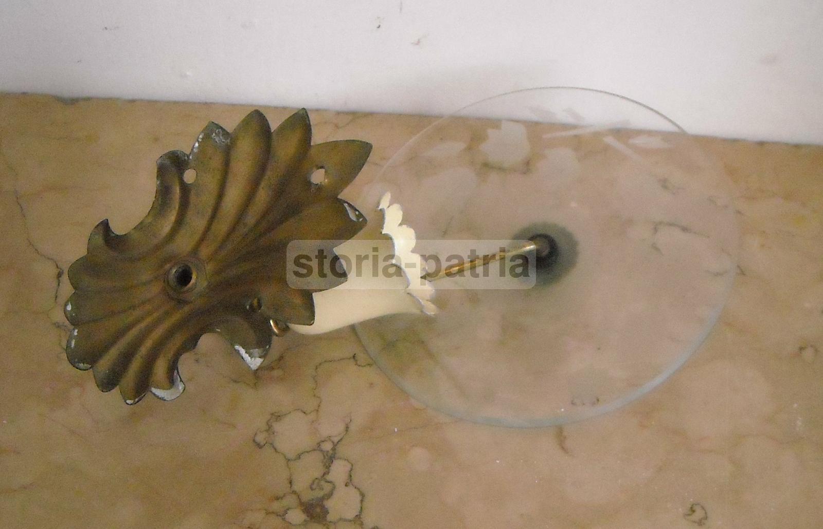 Modernariato, Design, Graziosa E Decorativa Applique, Con Vetro Inciso, d'Epoca immagine 7