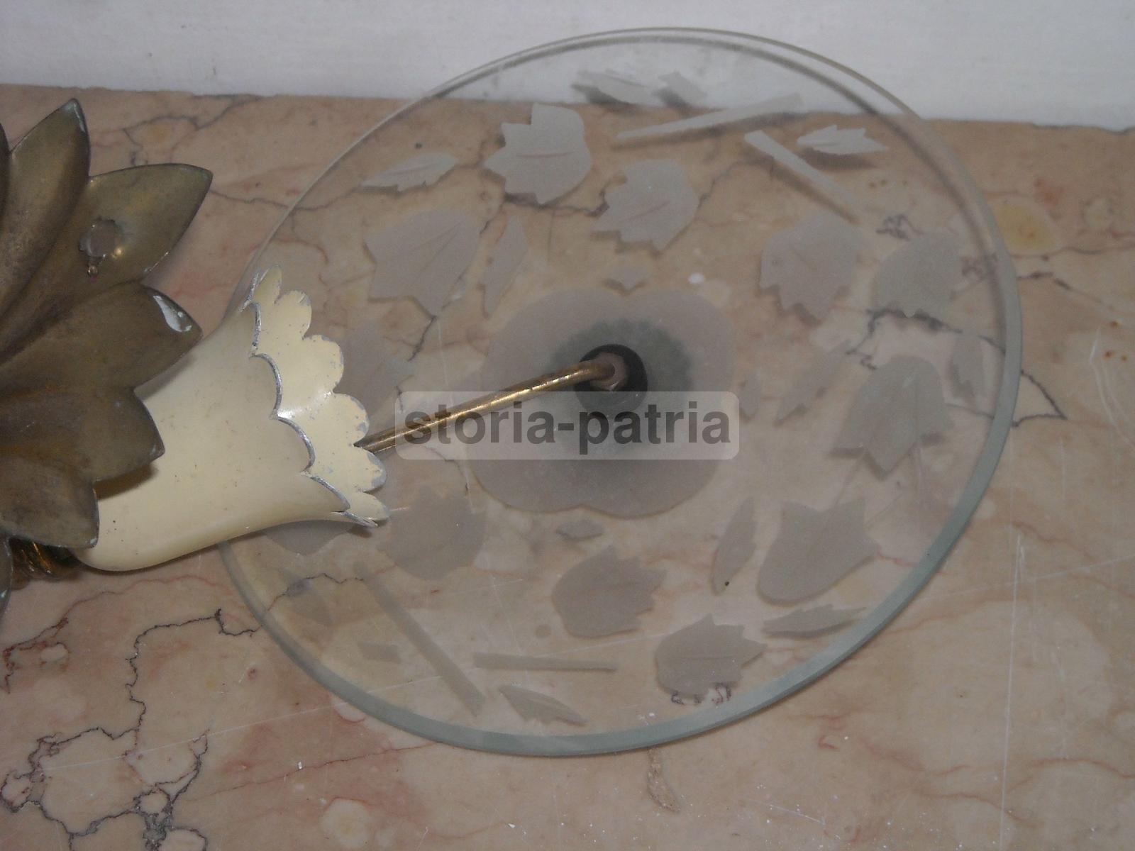 Modernariato, Design, Graziosa E Decorativa Applique, Con Vetro Inciso, d'Epoca immagine 8