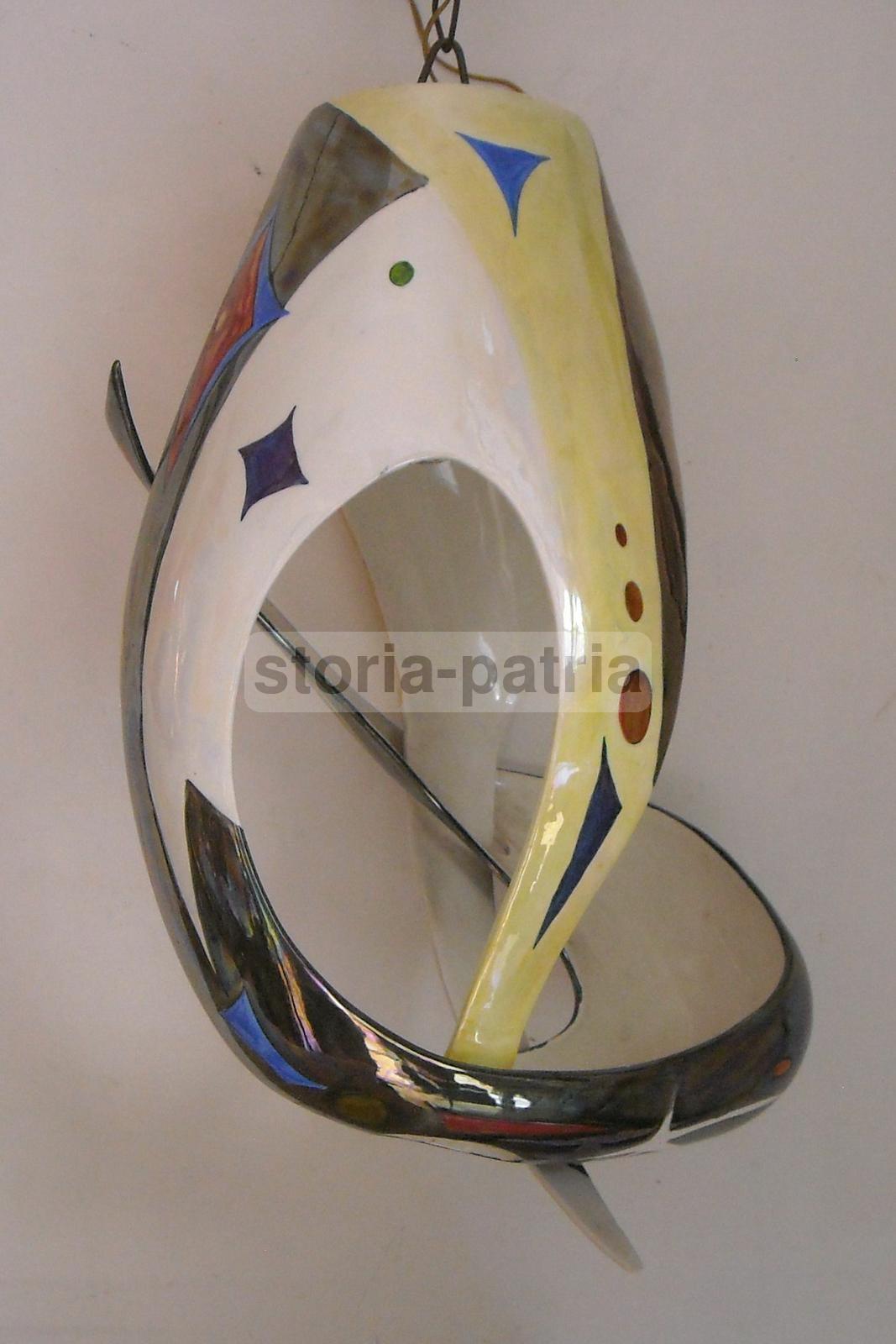 Modernariato, Design, Inusuale Artistico Lampadario, Marostica, Alcyone, Ceramica immagine 4