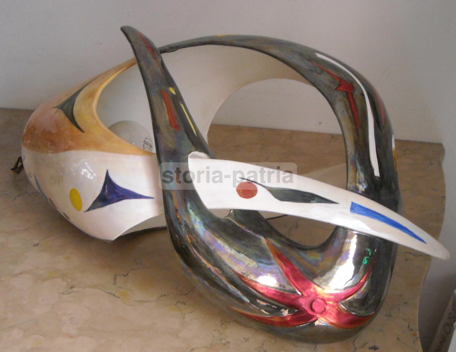 Modernariato, Design, Inusuale Artistico Lampadario, Marostica, Alcyone, Ceramica immagine 13