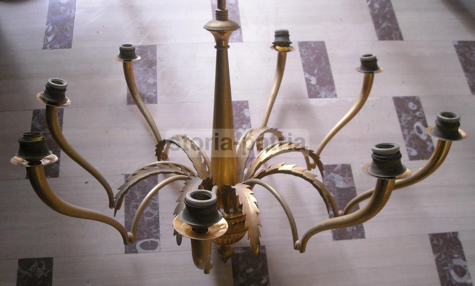 Modernariato, Design, Lampadario d'Epoca, Metallo Dorato, Ottime Utili Dimensioni immagine 1