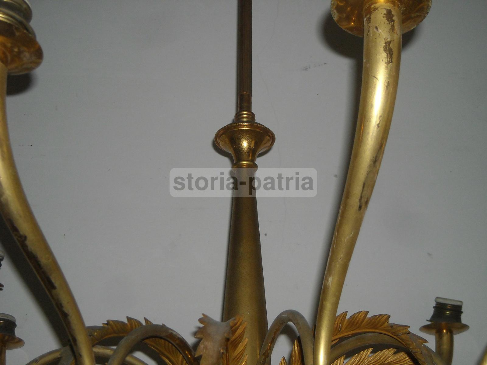 Modernariato, Design, Lampadario d'Epoca, Metallo Dorato, Ottime Utili Dimensioni immagine 5