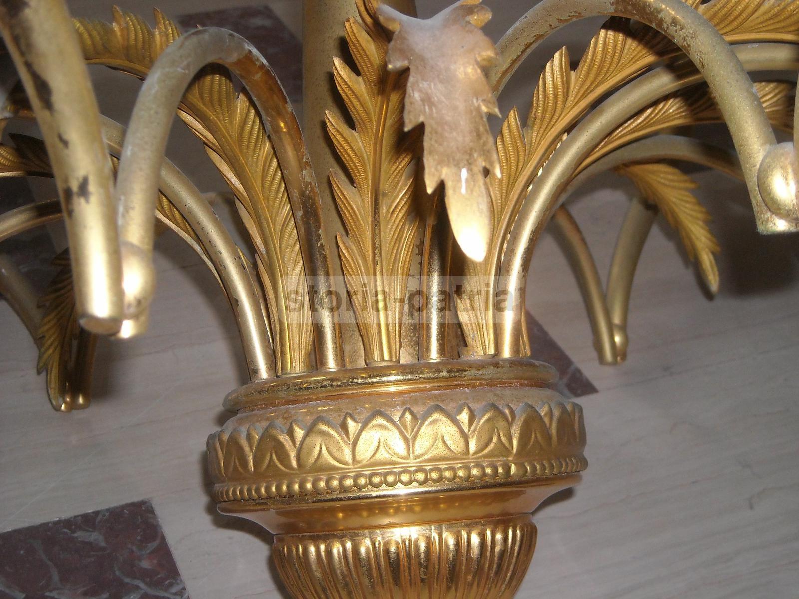 Modernariato, Design, Lampadario d'Epoca, Metallo Dorato, Ottime Utili Dimensioni immagine 9