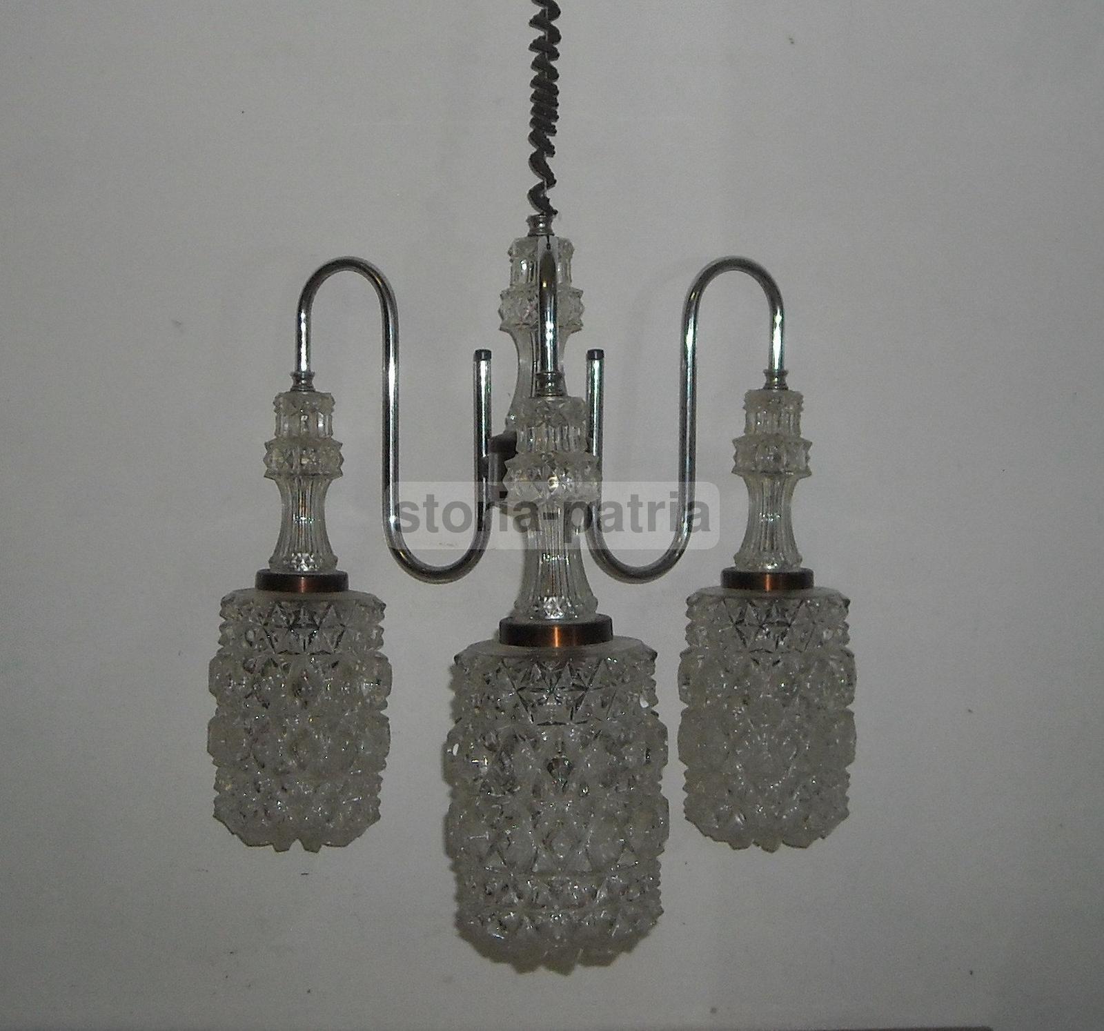 Suggestivo Lampadario d'Epoca, Modernariato, Design, Magnifici Vetri, Decorativo immagine 2